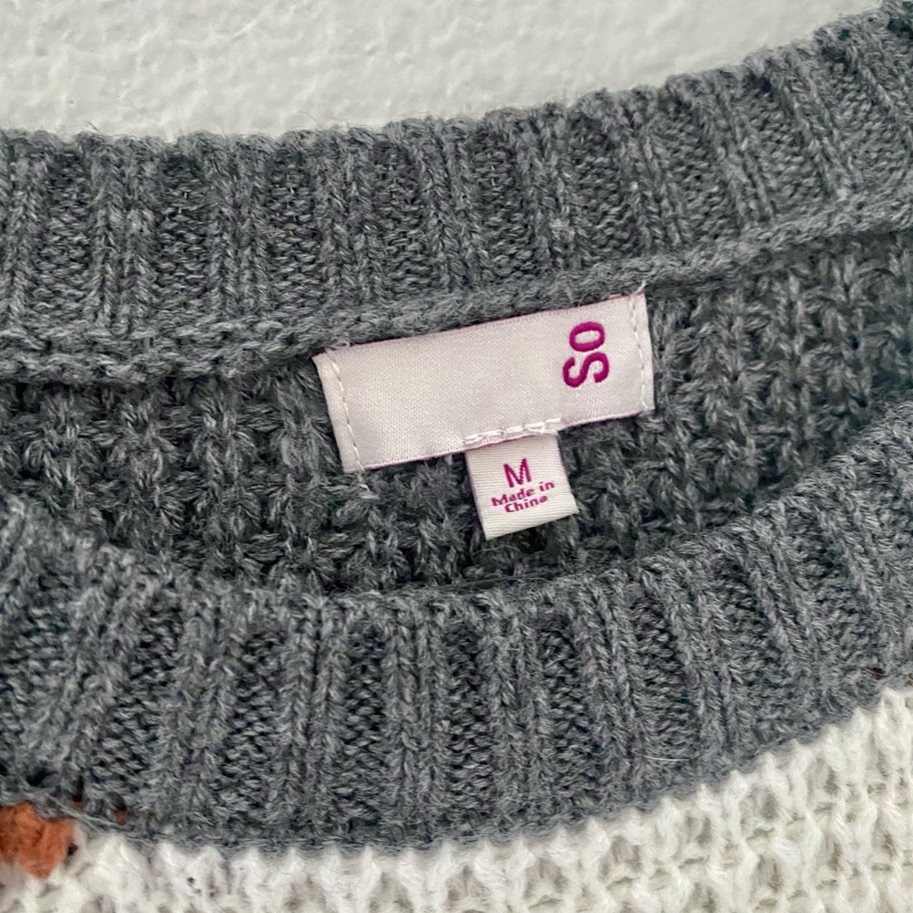 Grey, White & Burnt Orange Striped Sweater - Picture 2 of 3